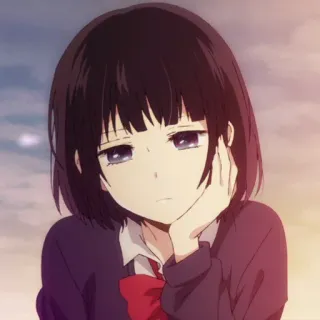 🎐 Anime, Mädchen, Traurig, Schuluniform, Manga, Nachdenklich, Porträt telegram sticker