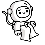 ☝️ astronot, luar angkasa, baju luar angkasa, kartun, putih whatsapp sticker