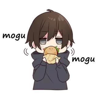 🍔 mogu mogu eating, cute, anime, cartoon telegram sticker