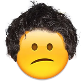 😕 emoji, sad, upset, hair, face telegram sticker
