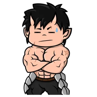 😑 Anime, Demonio, Músculos, Ilustración, Dibujo animado whatsapp sticker