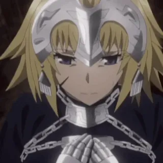 🙏 Joan of Arc Anime, Personage, Vrouwelijk, Blond Haar, Pantser telegram sticker