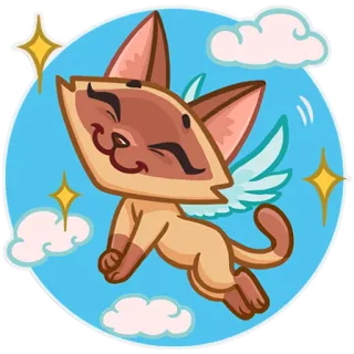 😊 cat, wings, clouds, flying, sticker, cartoon, cute, animal telegram sticker