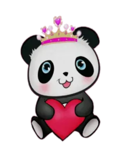🐼 panda, crown, heart, cute, sticker, animal, cartoon telegram sticker
