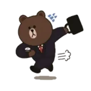 🤑 Brown Медведь, Костюм, Бизнес, Мультфильм, Бурый медведь, LINE Friends telegram sticker