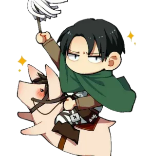 🐖 Levi Ackerman Attack on Titan anime, chibi, pig, attack on titan, levi, clean freak telegram sticker