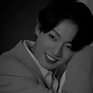 🌟 Jeon Jungkook 韩流, 歌手, 肖像, 人物, 黑白, 男性, BTS telegram sticker