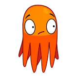 😨 การ์ตูน, สีส้ม, ปลาหมึก, เศร้า, ตัวละคร, น่ารัก, ปลาหมึกกล้วย telegram sticker