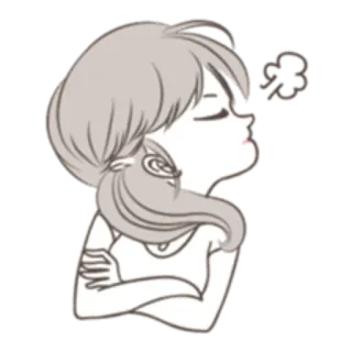 😠 perempuan, kartun, wanita, potret, profil, berpikir telegram sticker