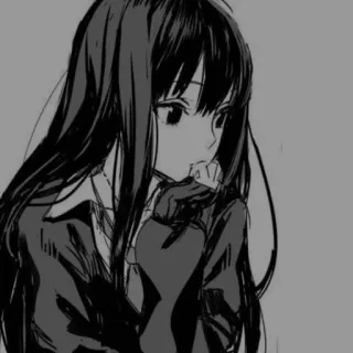 ➰ Anime Mädchen, Manga, Schuluniform, Süß, Nachdenklich, Schwarze Haare telegram sticker
