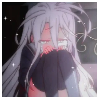 ✝ Shiro No Game No Life Anime, Pianto, Triste, Ragazza, Personaggio, Shiro, No Game No Life telegram sticker