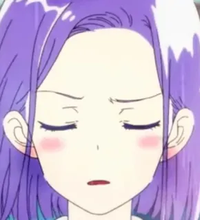😩 anime, woman, purple hair, cartoon, girl, portrait whatsapp sticker