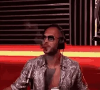 🌟 man, smoking, sunglasses, podcast whatsapp sticker