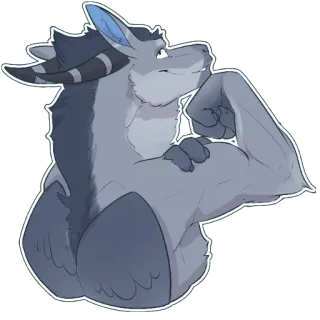 💪 Furry, Antropomórfico, Dragão, Músculos, Flexionando telegram sticker