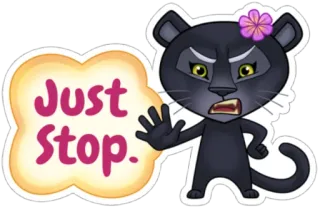 💢 Just Stop. panther, berhenti, lucu, kartun, binatang telegram sticker