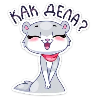 😏 КАК ДЕЛА? lindo, animal, gato, pregunta, ruso, saludo whatsapp sticker