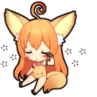 😥 Anime, Chibi, Gadis rubah, Kawaii, Imut, Gadis anime telegram sticker