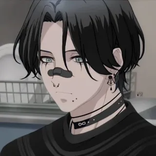 🖤 Аниме, Мужской, Готика, Эмо, Персонаж, Портрет telegram sticker