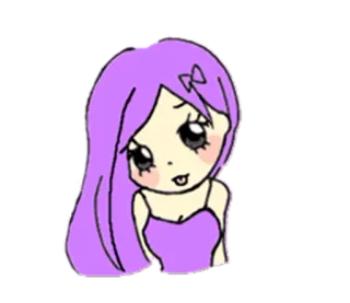 😛 Anime-Mädchen, Cartoon, lila Haare, süß, Sticker telegram sticker