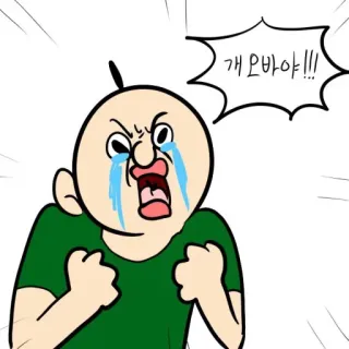 😢 개 오바야!!! การ์ตูน, โกรธ, ร้องไห้, เกาหลี, เกินจริง telegram sticker
