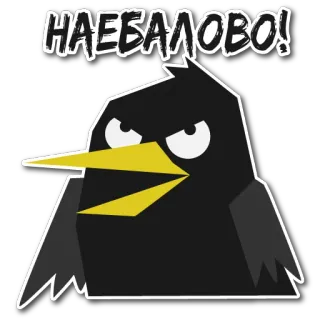 😡 НАЕБАЛОВО! corbeau, oiseau, russe, texte, autocollant telegram sticker