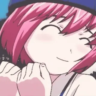 ☺️ anime girl, pink hair, smiling, cartoon, cute telegram sticker