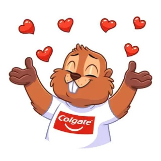 ❤️ Colgate beaver, heart, cartoon, love, animal, colgate, toothbrush, toothpaste telegram sticker