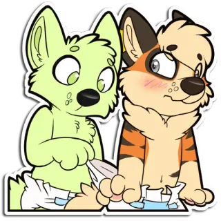 😯 furry, anthropomorphic, diapers, cartoon, cute, animal, sticker telegram sticker