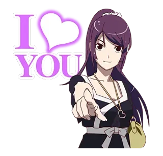 💜 I ♥ YOU 사랑, 하트, 애니메이션, 만화, 인사, 캐릭터 telegram sticker