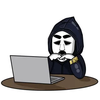 😐 Hacker, Anónimo, Ordenador, Máscara, Capucha, Ciberseguridad telegram sticker
