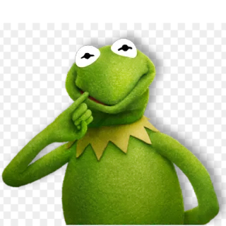😀 Kermit 커밋, 머펫, 초록색, 개구리, 인형, 생각, 귀여운 telegram sticker