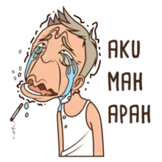 😭 AKU MAH APAH chorando, triste, desenho animado, Indonésia, cigarro whatsapp sticker