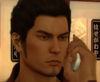 📱 Kazuma Kiryu Yakuza uomo, telefono, gioco, serio, kiryu telegram sticker