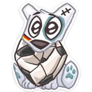 🤡 chó, hoạt hình, nhãn dán, trắng, bóng đá, dễ thương, động vật telegram sticker