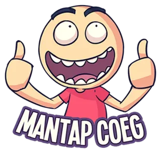 👍 MANTAP COEG desenho animado, polegar para cima, Mantap, Coeg telegram sticker