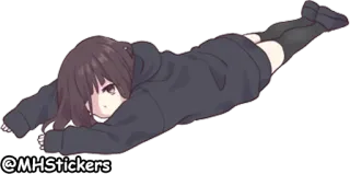🙄 @MHStickers аниме, девушка, лежащая, стикер telegram sticker
