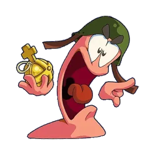😇 Worms หนอน, ระเบิด, การ์ตูน, เกม, ทหาร, สงคราม telegram sticker