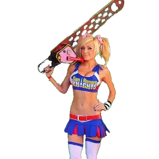 😄 Juliet Starling Lollipop Chainsaw Jeu vidéo, Cheerleader, Zombie, Tronçonneuse, Sucette, Sexy telegram sticker