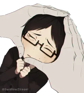 😥 @SwallowZireael อนิเมะ, เศร้า, ร้องไห้, แว่นตา, ภาพเหมือน, ภาพประกอบ telegram sticker