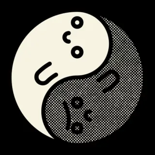 ☯ yin yang, minimalist, cartoon, symbol, balance telegram sticker