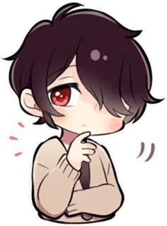 🤔 Anime, Chibi, Kawaii, Mangá, Fofo, Menino, Pensando telegram sticker