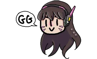 😐 D.Va Overwatch GG D.Va, Overwatch, Видеоигра, Геймер, GG, Хорошая игра, Фанатское творчество, Киберспорт whatsapp sticker