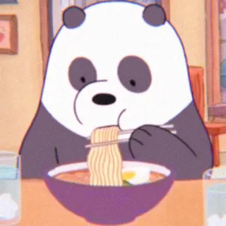 🧸 Panda We Bare Bears Панда, Ест, Рамен, Лапша, Мультфильм whatsapp sticker