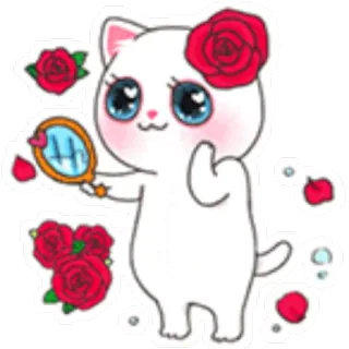 ☺️ chat, mignon, autocollant, dessin animé, kawaii, rose telegram sticker