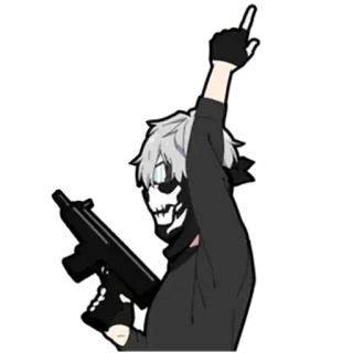 🔫 銃, 中指, 武器, スカルマスク, アニメ, 暴力 whatsapp sticker