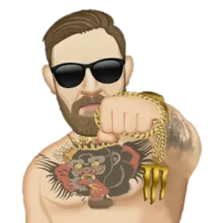 👑 Conor McGregor Конор Макгрегор, MMA, UFC, боец, золотая цепь, солнцезащитные очки whatsapp sticker