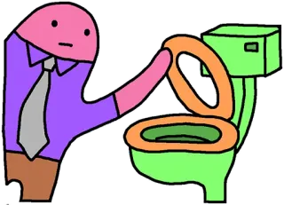 🚽 baño, aseo, oficina, hombre, dibujo animado, humor telegram sticker