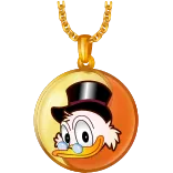🦆 Scrooge McDuck Kreskówka, Kaczka, Disney, Sknerus McKwacz, Naszyjnik, Złoto whatsapp sticker