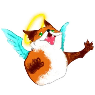 😇 volpe, angelo, ali, aureola, cartone animato, animale, carino, salutare whatsapp sticker