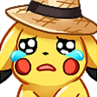 😭 Pikachu pokemon, pikachu, llorando, triste, sombrero de paja, emociones telegram sticker